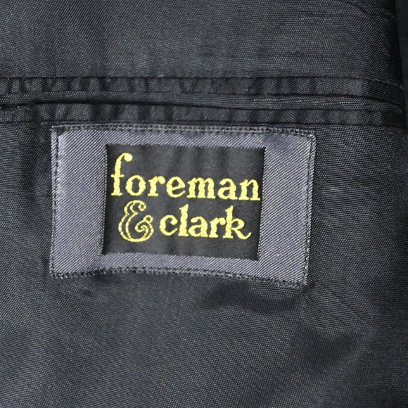 Vtg Foreman & Clark 40R Gray Stripe Flannel Mens‎ Sport Coat Suit Jacket - Picture 4 of 12